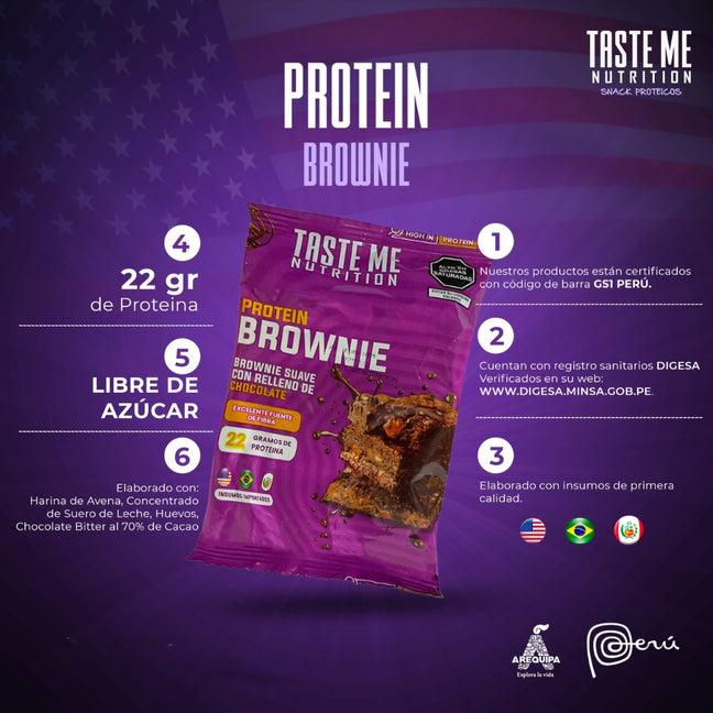 Brownie proteico sabor chocolate 100g - Taste Me Nutrition