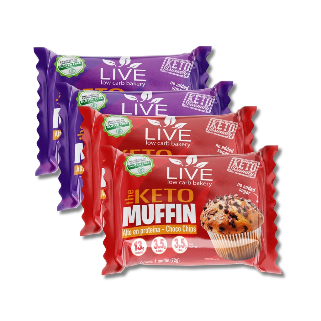 Pack 4 muffins keto friendly con proteína surtidos - Kausana