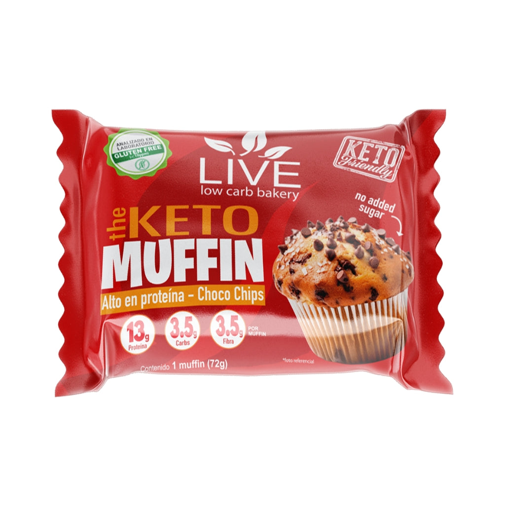 Muffin keto y alto en proteína sabor chocolate chip - Kausana