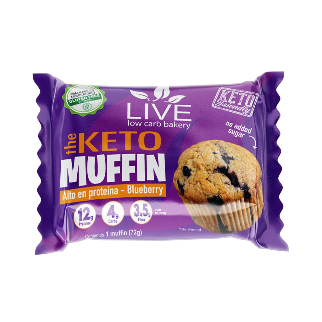 Muffin keto y alto en proteína sabor blueberry - Kausana
