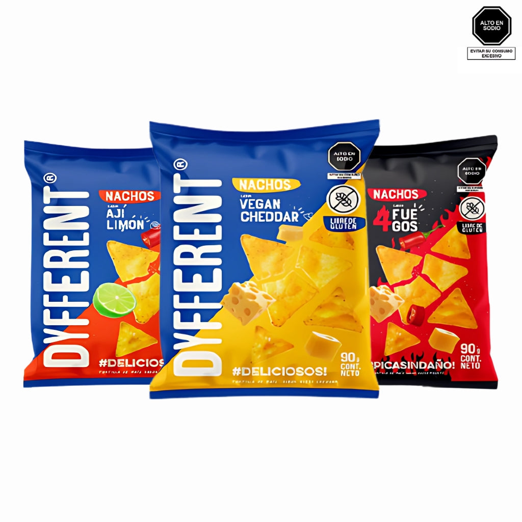 Pack x3 Nachos sabores surtidos - Dyfferent