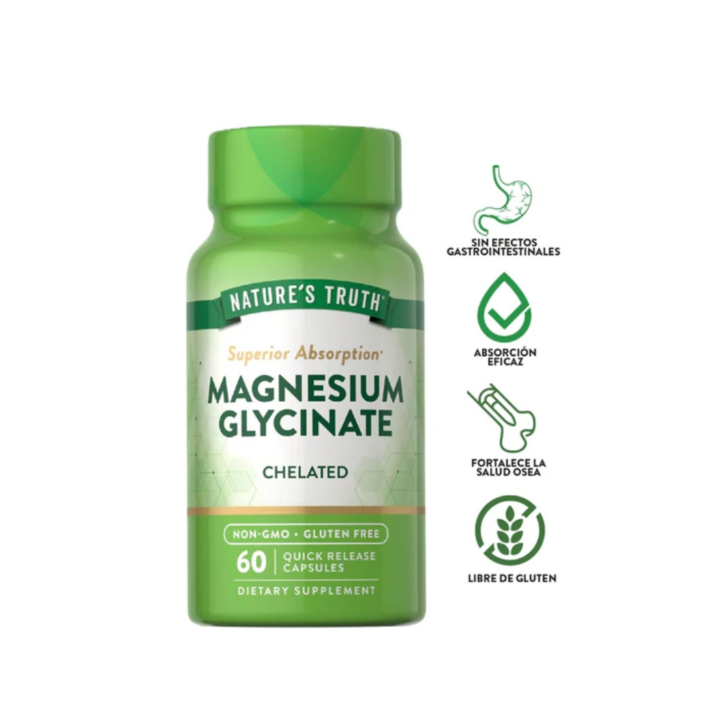 Glicinato de Magnesio 200 mg 60 cápsulas - Nature's Truth