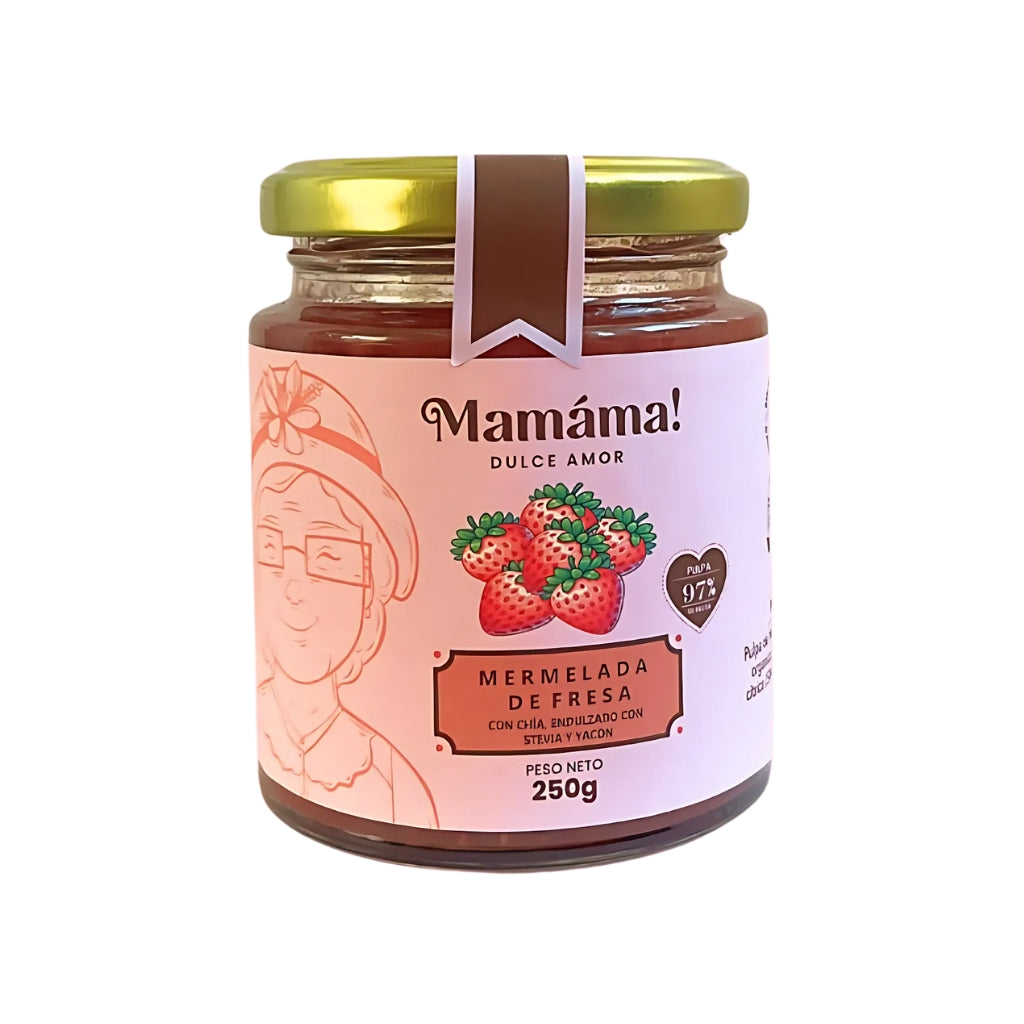 Mermelada de fresa con chía, endulzada con stevia y yacón  - Mamáma!