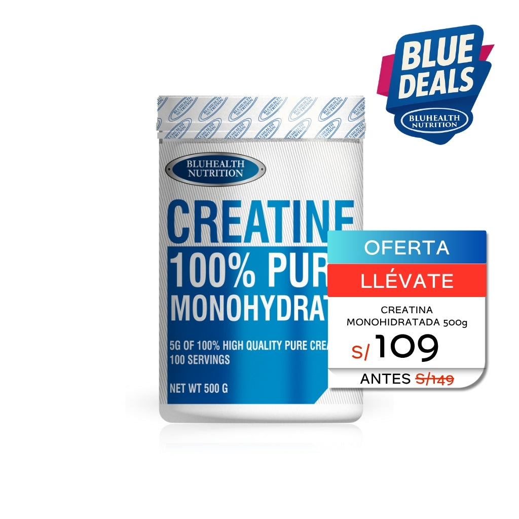 CREATINA MONOHIDRATADA 500G UNFLAVORED - BLUHEALTH NUTRITION