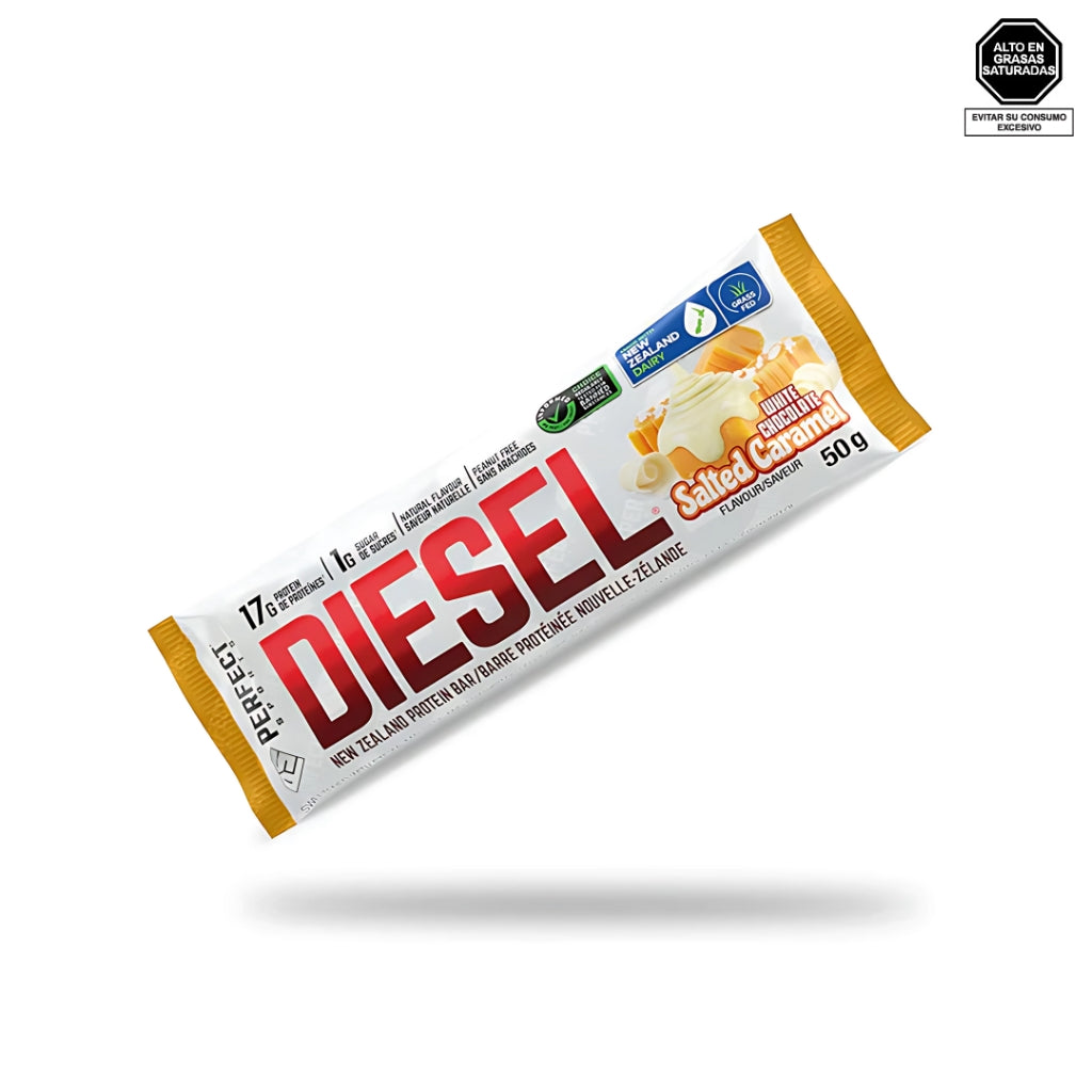 Barra de proteína DIESEL sabor white chocolate salted caramel 50g - Perfect Sports