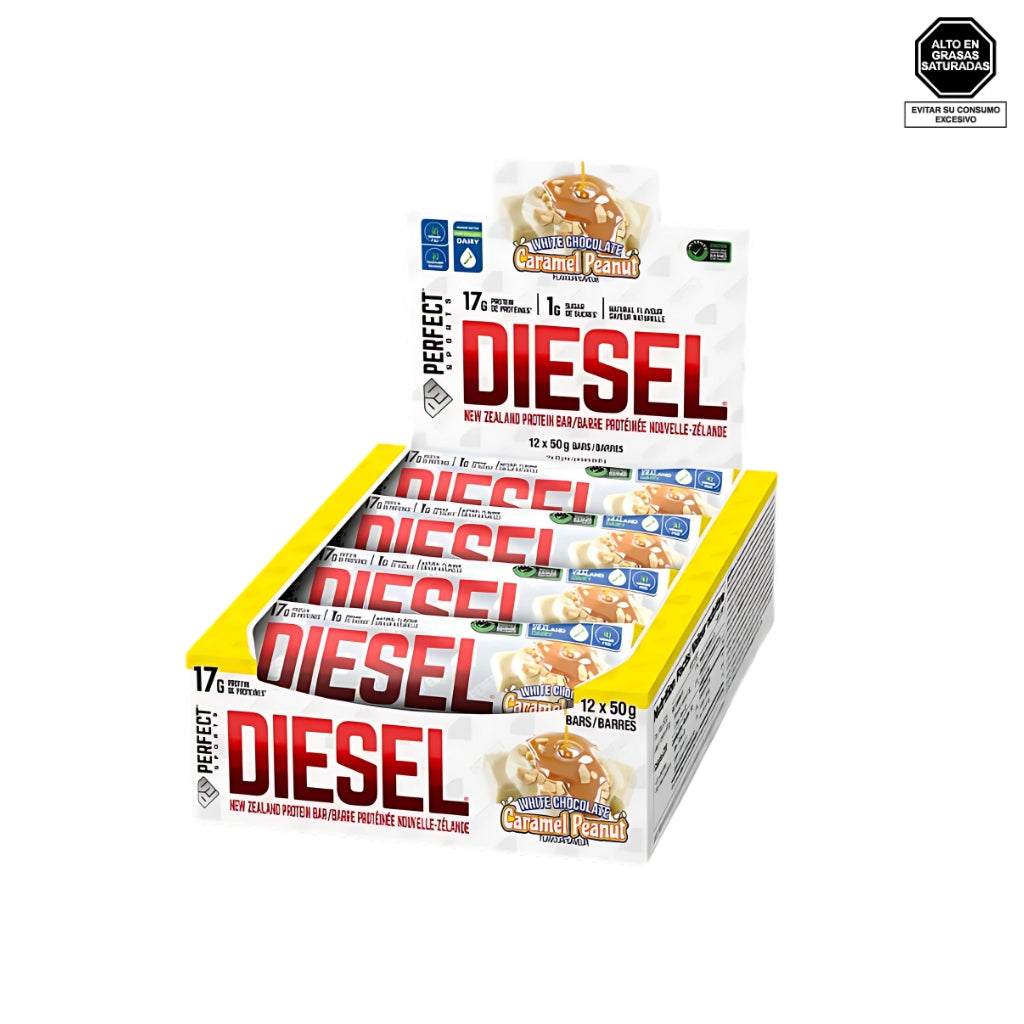 Barra de proteína DIESEL sabor white chocolate caramel peanut 50g - Perfect Sports