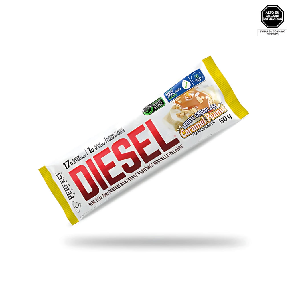 Barra de proteína DIESEL sabor white chocolate caramel peanut 50g - Perfect Sports