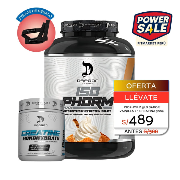 ISOPHORM SABOR VANILLA ICE CREAM 5LB + CREATINA MONOHIDRATADA 300G - DRAGON PHARMA