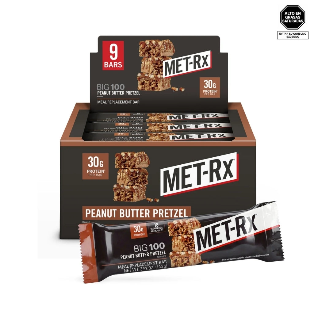 Barra de proteína BIG100 sabor Peanut Butter Pretzel 100g - Met Rx