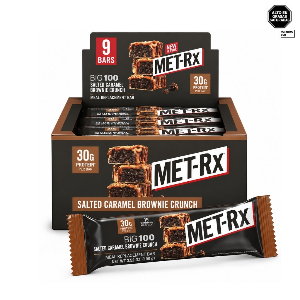 Barra de proteína BIG100 sabor Caramel Brownie Crunch 100g - Met Rx