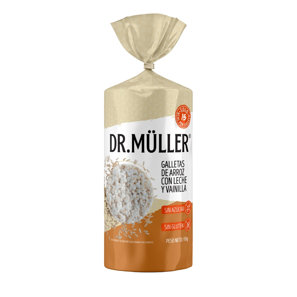 Galleta de arroz integral con leche y vainilla 110g - Dr. Muller
