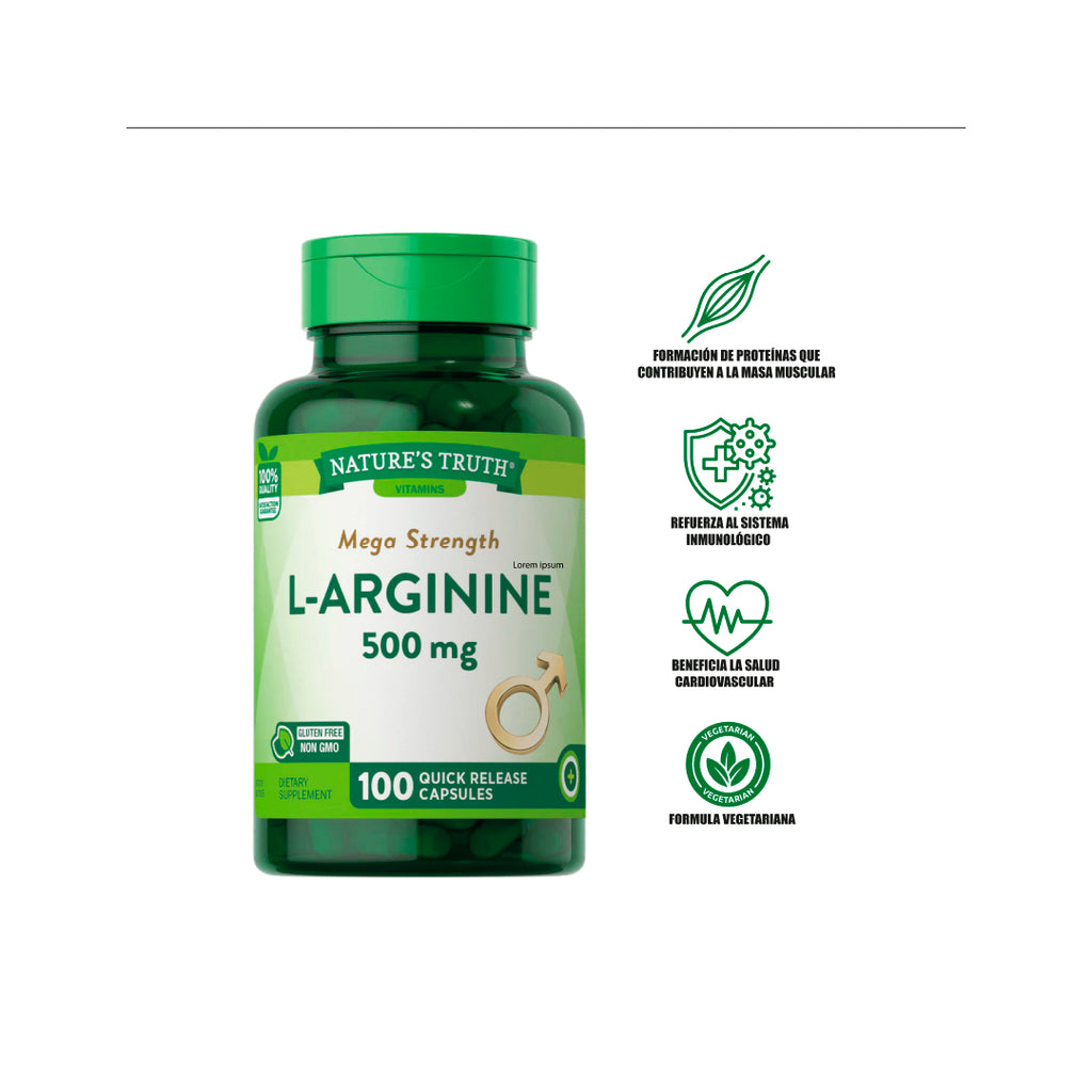 L-arginina 500 mg 100 cápsulas - Nature's Truth