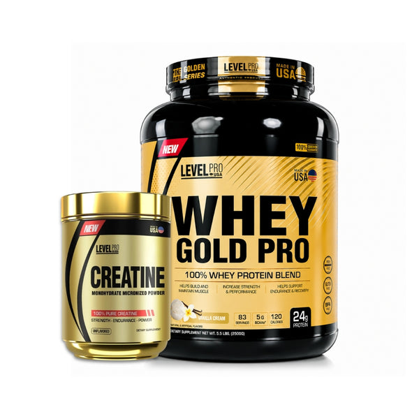 WHEY GOLD PRO 5,5LB + CREATINA MICRONIZADA 500G - LEVEL PRO