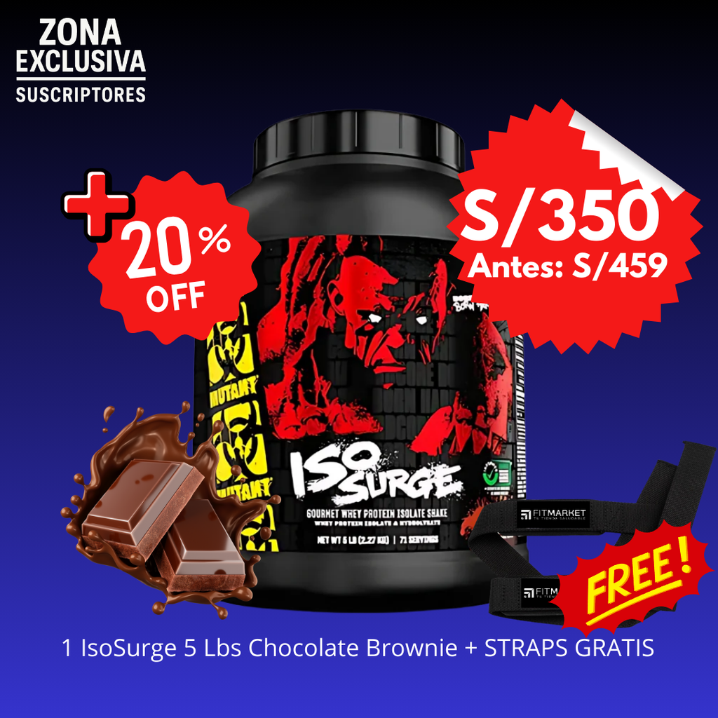Promo IsoSurge 5 Lbs Chocolate Brownie + STRAPS GRATIS