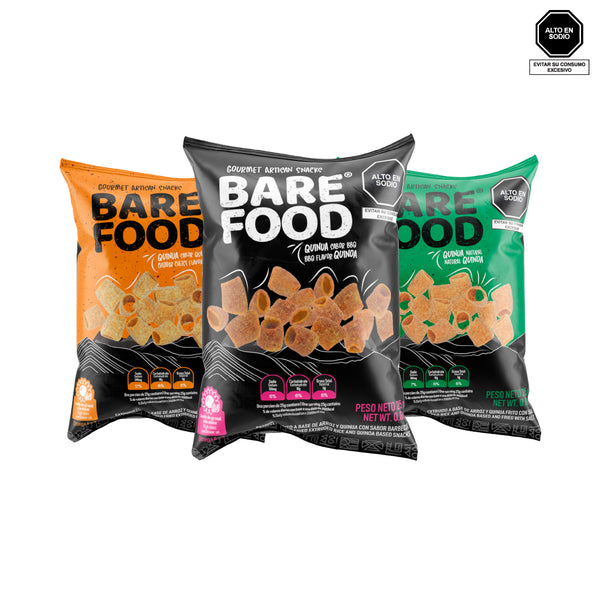 Pack 3 bolsas de Chips gourmet de quinua 25 gr Bare Food