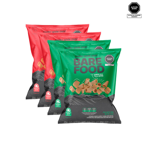 Pack 4 bolsas de Chips gourmet de quinua 100 gr Bare Food