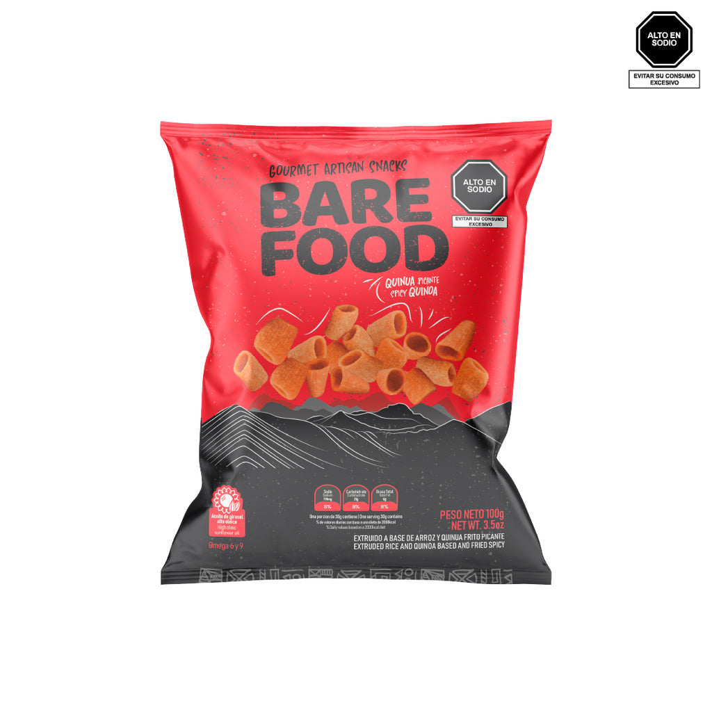 Chips gourmet de quinua sabor picante Bare Food