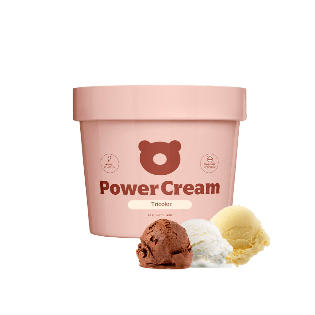 Helado proteico sin azúcar sabor tricolor - Power Cream